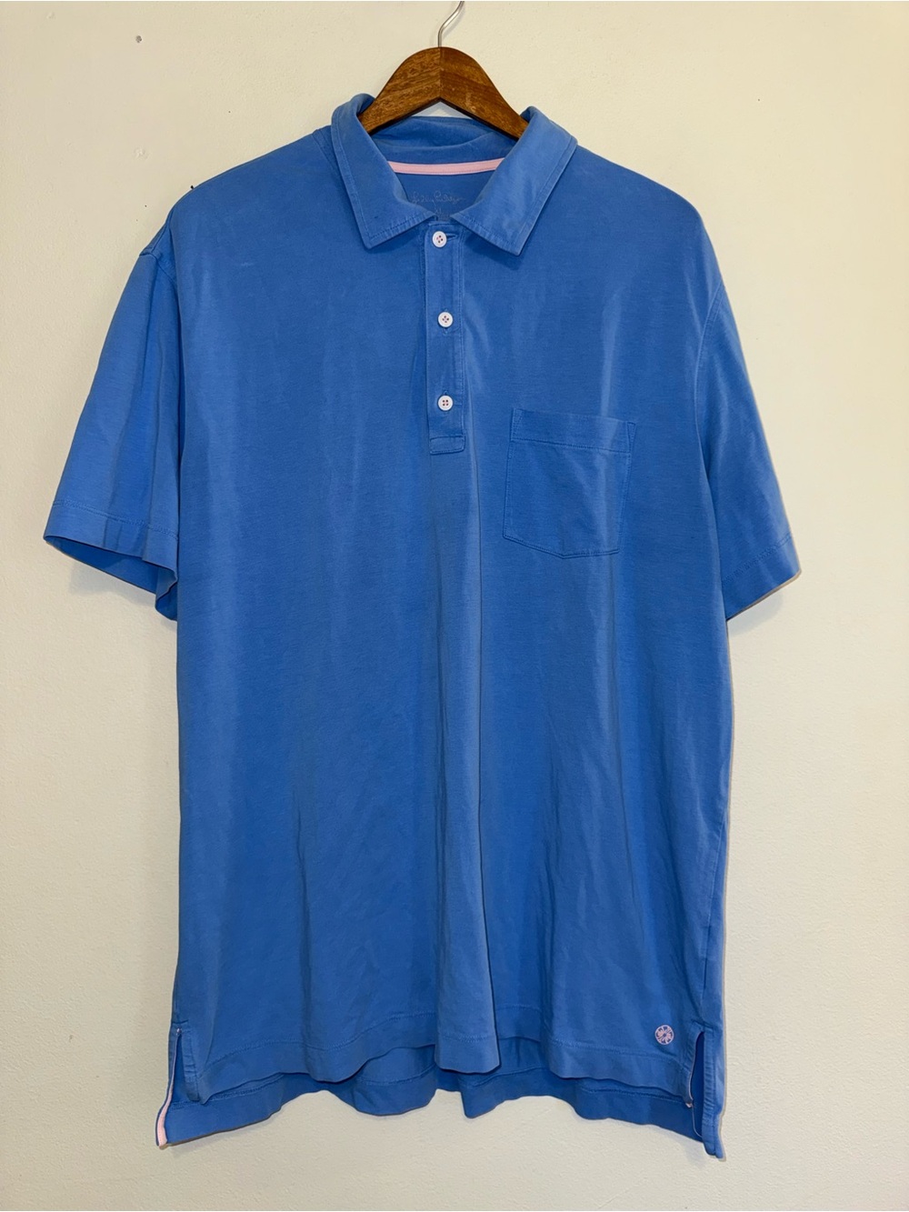 Lilly Pulitzer Polo Shirt Mens XL Blue Pima Cotton Collared Pocket Casual